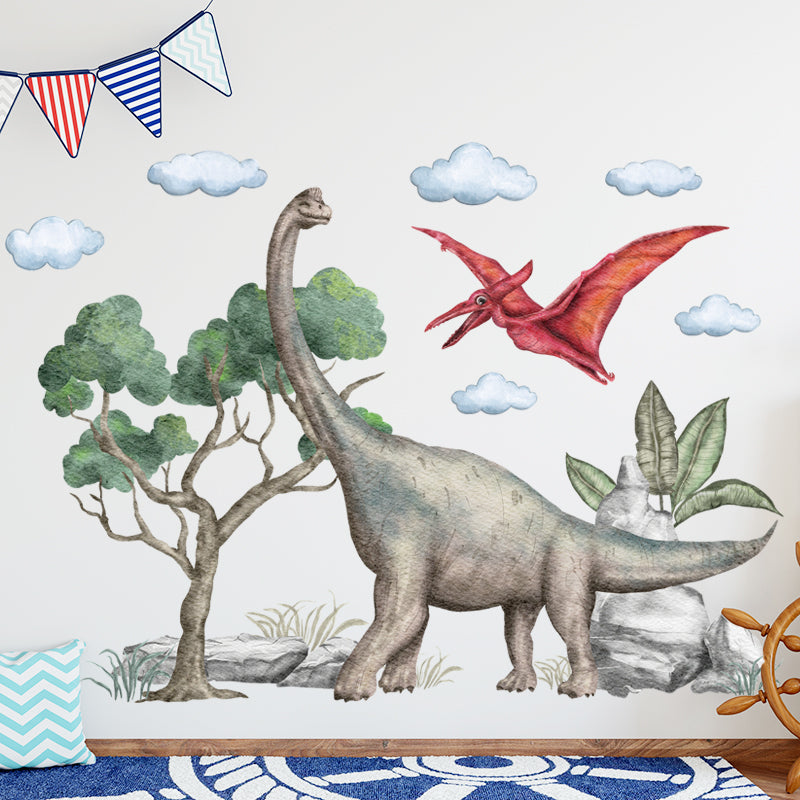 120cmx86cm Grandes Dinossauros Voadores Pterossauro Adesivos de Parede de Desenhos Animados para Quarto de Crianças Quarto Menino Adesivos Decorativos de Parede MENINO