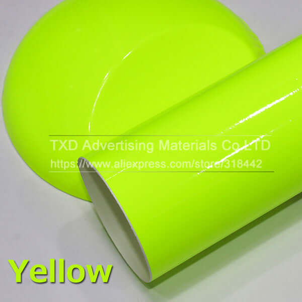 10/20/30/40/50/60x152CM Amarelo fluorescente brilhante filme de envoltório de vinil adesivo de vinil brilhante com bolhas sem ar por frete grátis