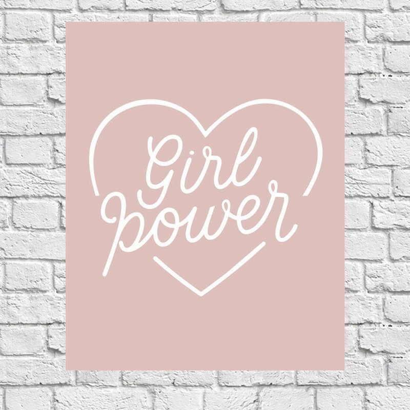 Quadro Decorativo Girl Power Coração 524765 - Papel na Parede