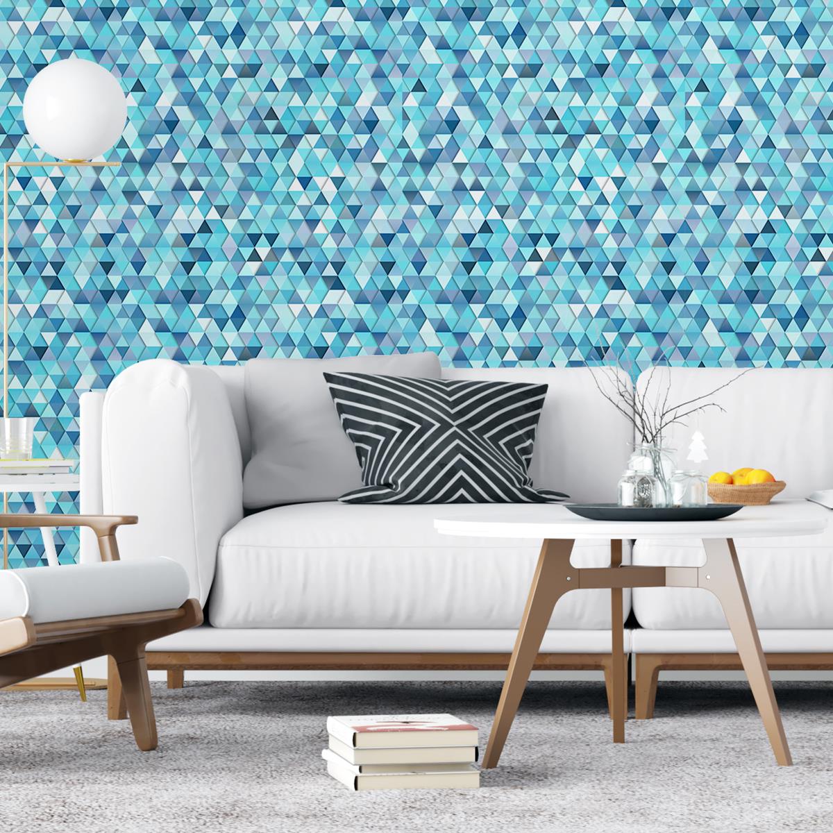 Papel de Parede Adesivo Mosaico 3D Azul N04076