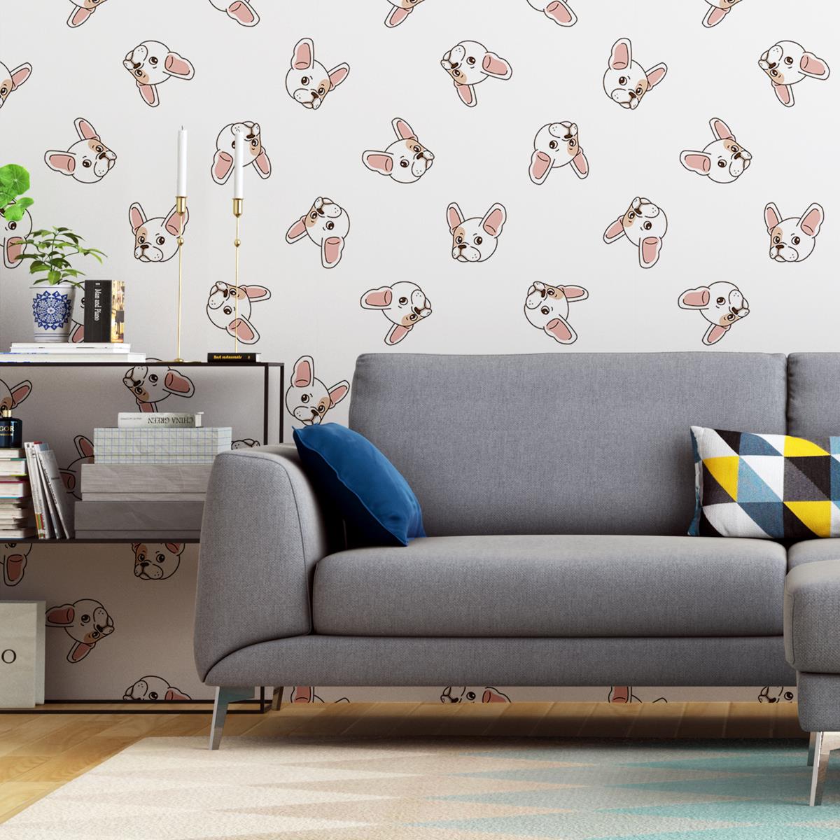 Papel de Parede Adesivo Bulldog Francês Fundo Branco N04270