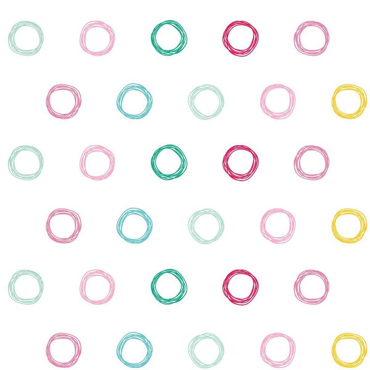Papel de Parede Adesivo Circulos Rabiscos Coloridos N07105
