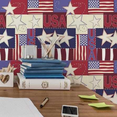 Papel de Parede Adesivo Bandeira Estados Unidos 198603347