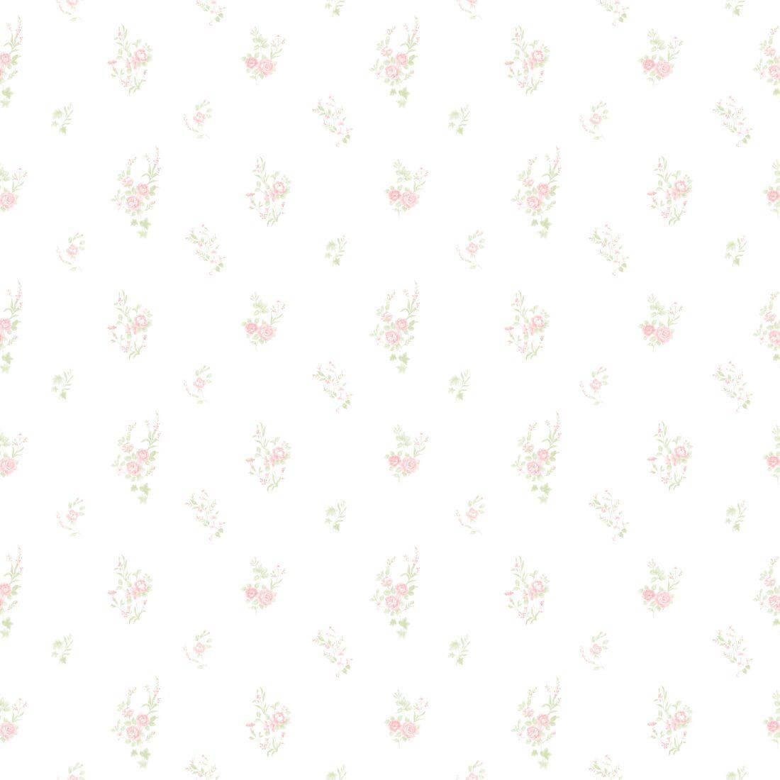 Papel de Parede Bambinos floral branco e rosa 3350