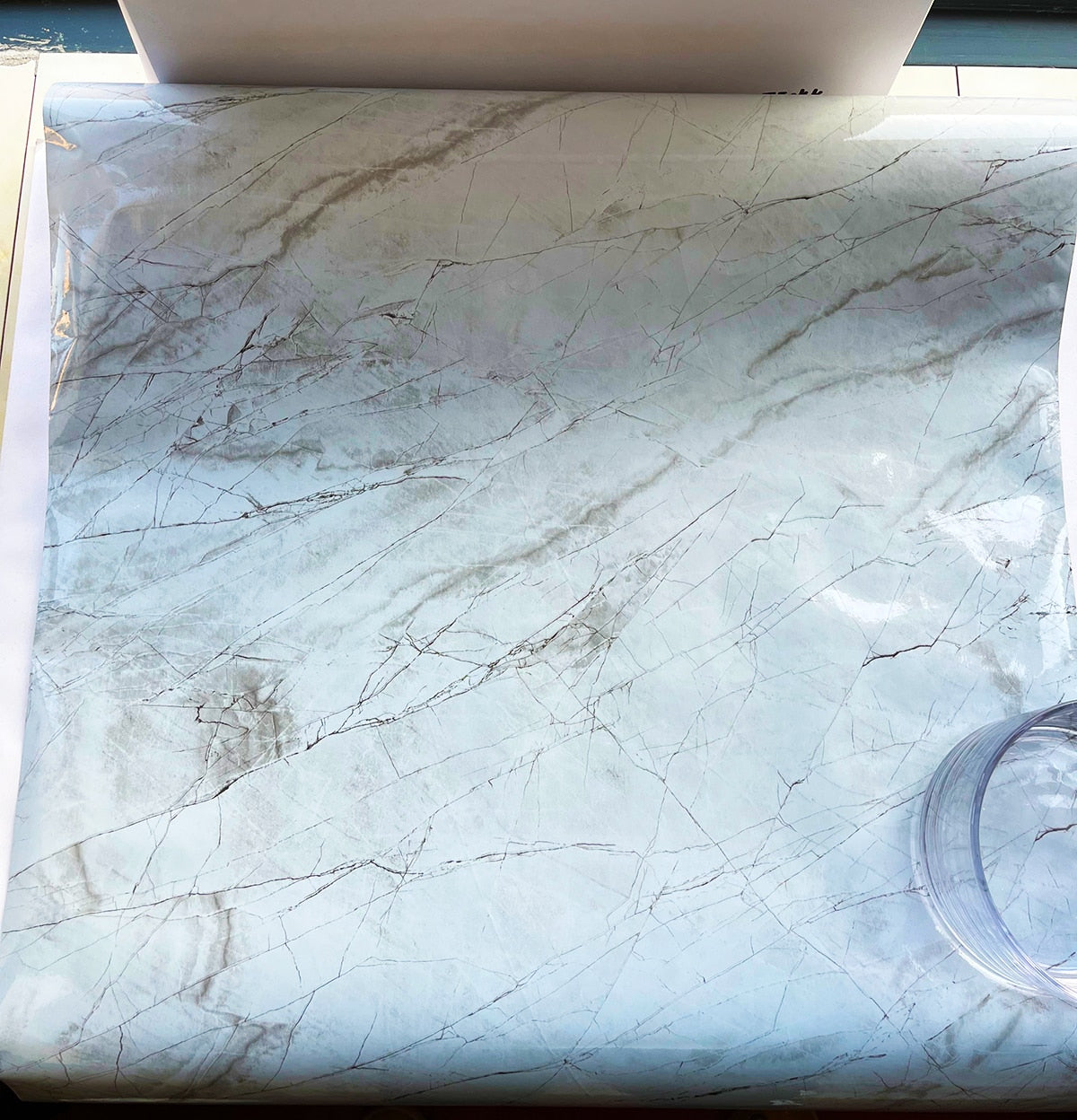 Papel de parede de mármore à prova d'água de folha de 6 m para mesa de jantar de banheiro PET autoadesivo à prova de óleo removível cozinha mesa adesivos de parede