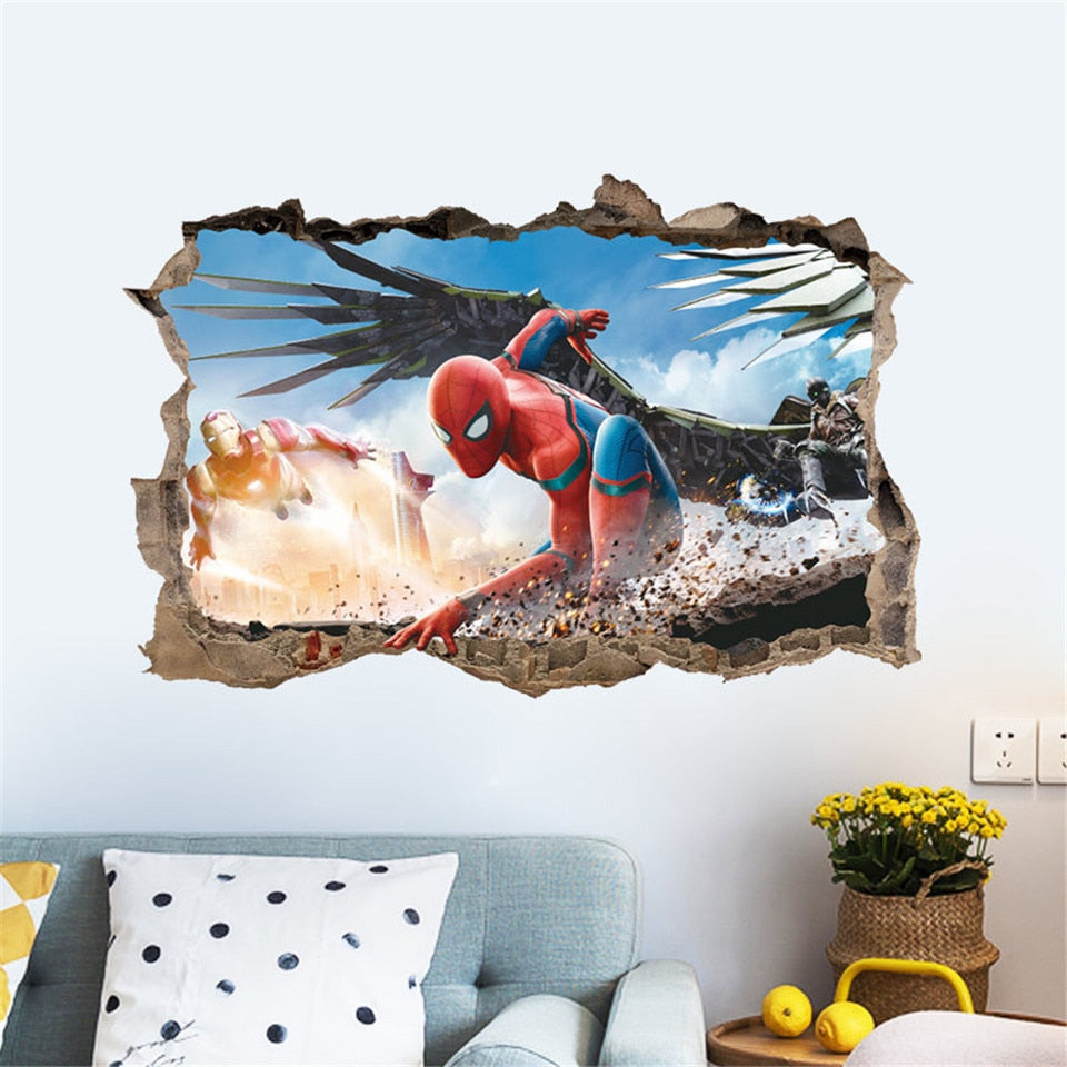 Quarto de Meninos 3D Vingadores Adesivo de Parede Autoadesivo Removível Mural Marvel Quarto de Crianças Decoração de Berçário Decalques de Parede Presente para Crianças