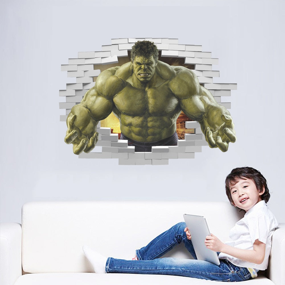 Quarto de Meninos 3D Vingadores Adesivo de Parede Autoadesivo Removível Mural Marvel Quarto de Crianças Decoração de Berçário Decalques de Parede Presente para Crianças