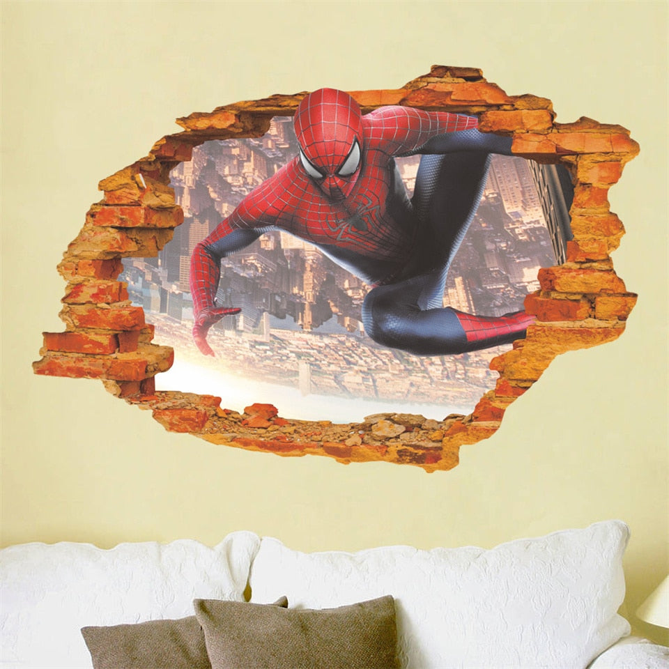 Quarto de Meninos 3D Vingadores Adesivo de Parede Autoadesivo Removível Mural Marvel Quarto de Crianças Decoração de Berçário Decalques de Parede Presente para Crianças