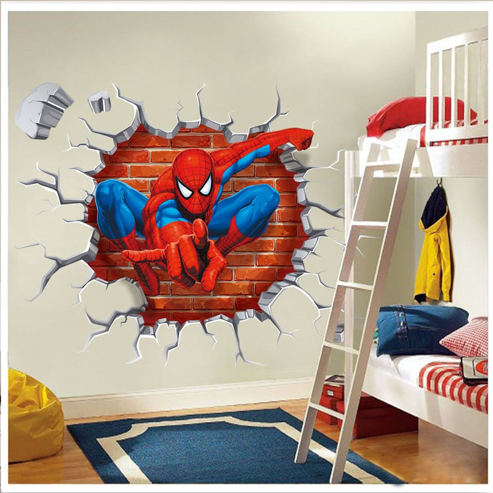 Quarto de Meninos 3D Vingadores Adesivo de Parede Autoadesivo Removível Mural Marvel Quarto de Crianças Decoração de Berçário Decalques de Parede Presente para Crianças