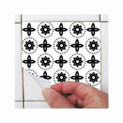 ADESIVO AZULEJO ABSTRATO PRETO E BRANCO 285769721 - Papel na Parede