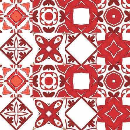 ADESIVO AZULEJO ABSTRATO VERMELHO E BRANCO 2801709 - Papel na Parede