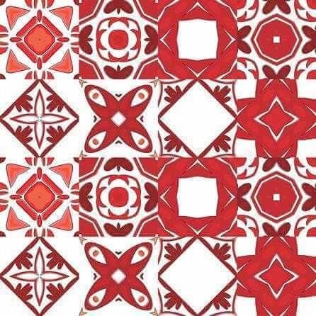 ADESIVO AZULEJO ABSTRATO VERMELHO E BRANCO 2801709 - Papel na Parede