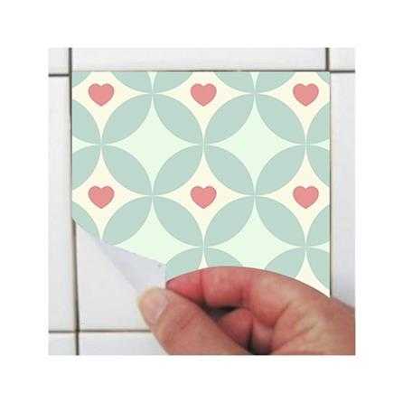 ADESIVO AZULEJO CORAÇÃO TONS PASTÉIS 246894295 - Papel na Parede