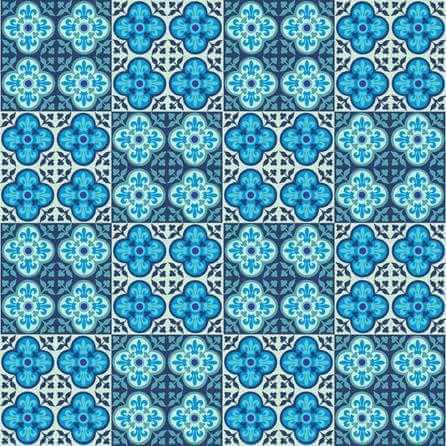 ADESIVO AZULEJO FLORAL AZUL L100 - Papel na Parede