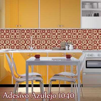 ADESIVO AZULEJO FLORAL GEOMÉTRICO VERMELHO 1040 - Papel na Parede