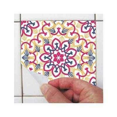 ADESIVO AZULEJO FLORAL ORNAMENTAL 285626405 - Papel na Parede