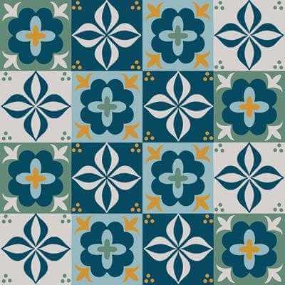 ADESIVO AZULEJO FLORAL ORNAMENTAL AZUL 0511 - Papel na Parede