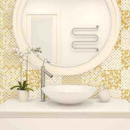 ADESIVO AZULEJO GEOMÉTRICO BEGE 286338425 - Papel na Parede