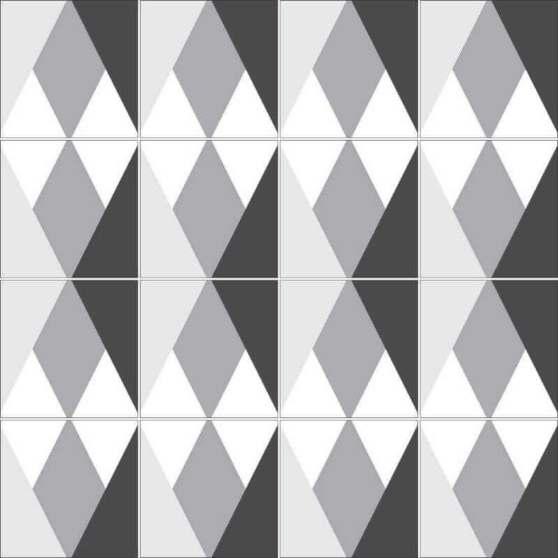 Adesivo Azulejo Geométrico Cinza Preto Branco 14826 - Papel na Parede