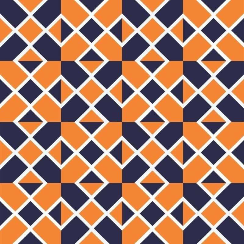 ADESIVO AZULEJO GEOMÉTRICO LARANJA AZUL L 308 - Papel na Parede