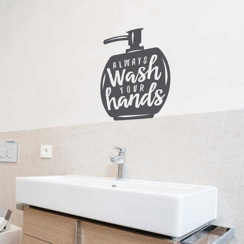 Adesivo Decorativo Always Wash Your Hands Medidas 0,59x0,82 Metros (Sempre lave as mãos) - Papel na Parede