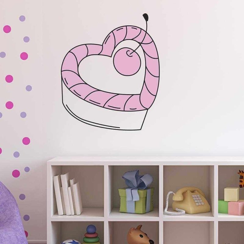 Adesivo Decorativo Bolo Coracao Medidas 0,59x0,66 Metros - Papel na Parede