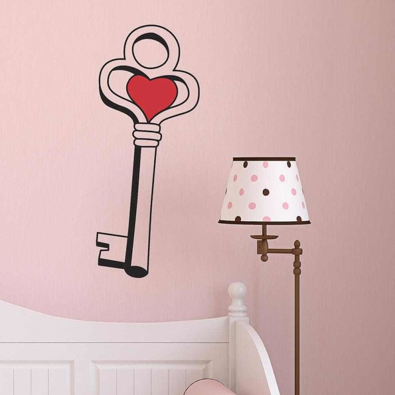 Adesivo Decorativo Chave Coracao Medidas 0,59x1,44 Metros - Papel na Parede