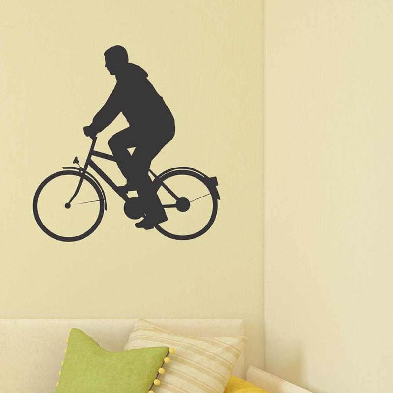 Adesivo Decorativo Homem Bicicleta Medidas 0,59x0,61 Metros - Papel na Parede