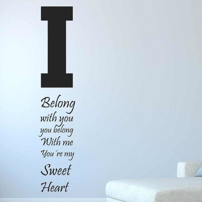 Adesivo Decorativo I Belong With You Medidas 0,59x2,96 Metros (Eu pertenço a você, você pertence a mim. Você é meu amor) - Papel na Parede