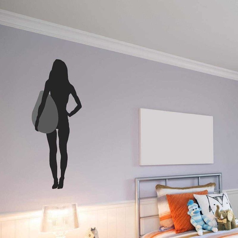 Adesivo Decorativo - Mulher De Frente Surfista - Medidas 0,59x1,29M - Papel na Parede