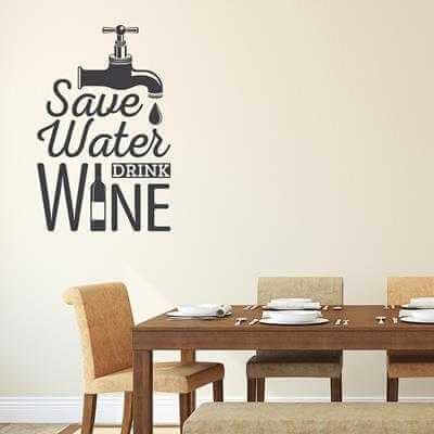 Adesivo Decorativo - save water 0,59x0,91 Metros (Economize água, beba vinho) - Papel na Parede