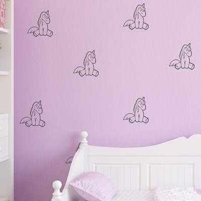 Cartela Adesivo Decorativo unicornio rosa - Papel na Parede