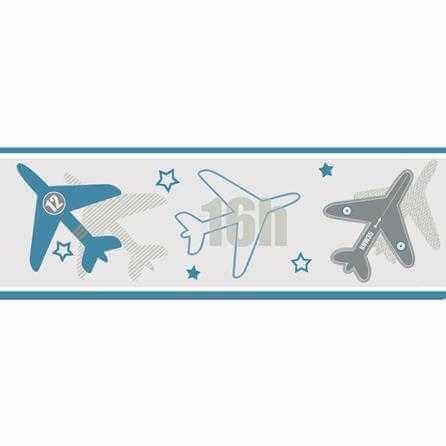 Faixa de Parede Texturizado Artístico Faixa Avião Azul Estrelas Sombra Geométrico Your Dream 171901 - Papel na Parede