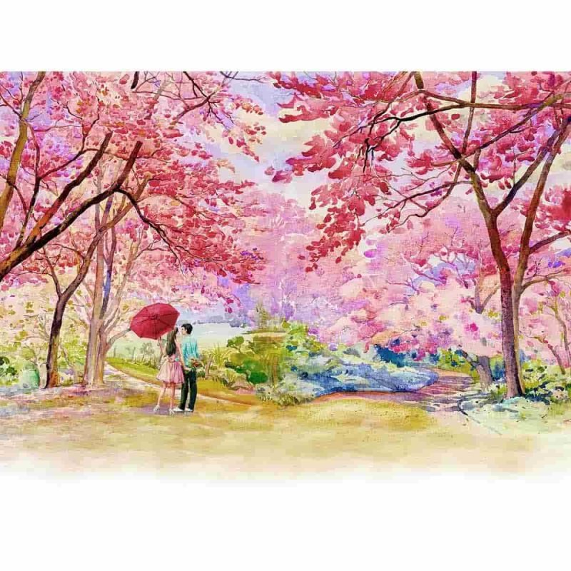 Painel Casal Bosque Colorido PA0366 - Papel na Parede