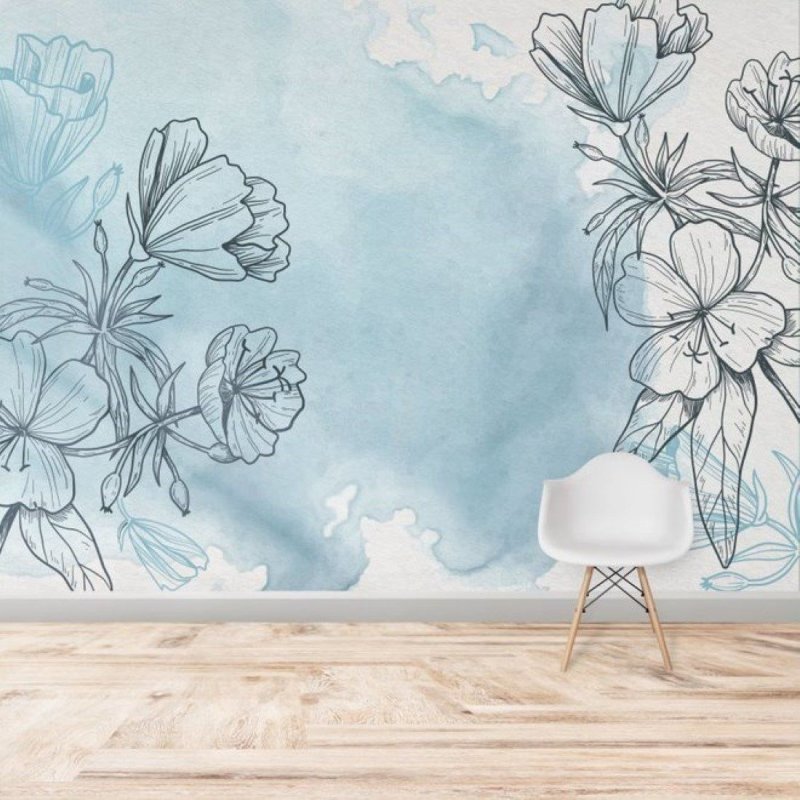 Painel Fotográfico Aquarela Floral N015277 - Papel na Parede