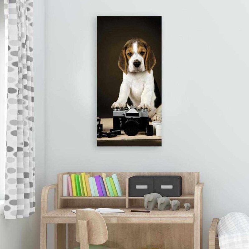 Painel Fotográfico Beagle Filhote com Câmera - Papel na Parede