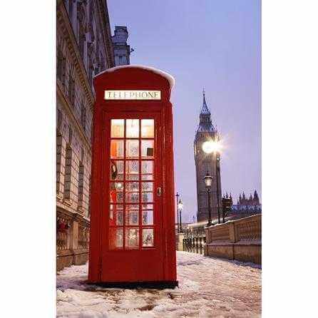 Painel Fotográfico Cabine Telefônica e Big Ben de Londres - Papel na Parede