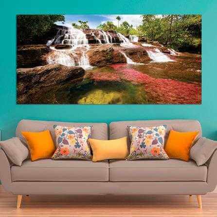 Painel Fotográfico Cachoeira no Rio Cristales Vermelho, Colômbia - Papel na Parede