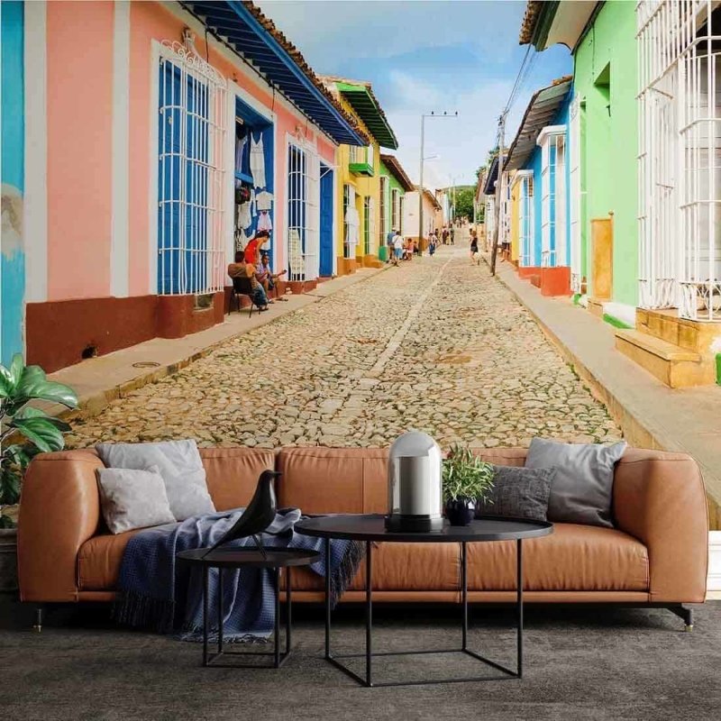 Painel Fotográfico Casas Coloridas de Trinidad em Cuba - Papel na Parede
