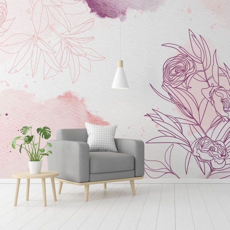 Painel Fotográfico Floral Aquarela Abstrato N015288 - Papel na Parede