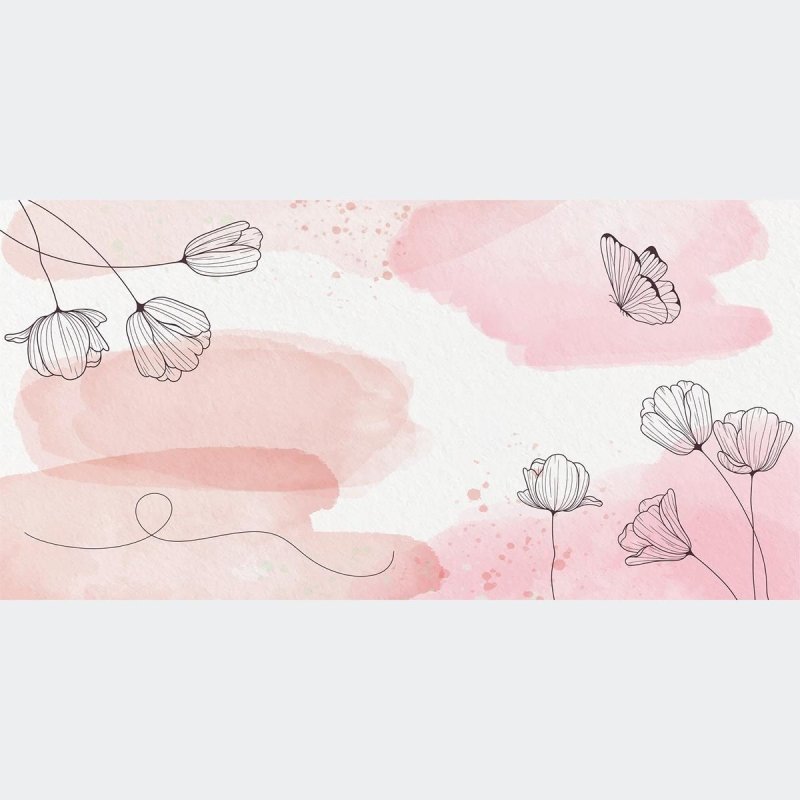 Painel Fotográfico Floral Aquarela N010296 - Papel na Parede