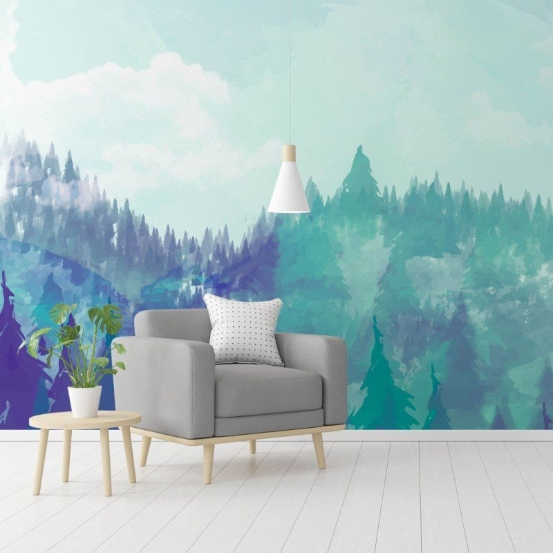 Painel Fotográfico Floresta Aquarela N015276 - Papel na Parede