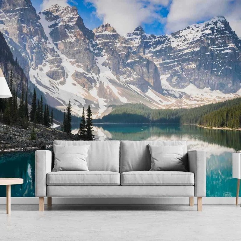 Painel Fotográfico Lago Moraine, Montanhas Rocky, Canadá - Papel na Parede