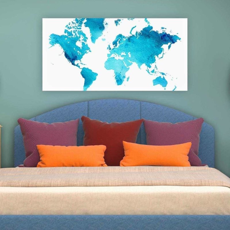 Painel Fotográfico Mapa Mundi Azul Aquarela 579899821 - Papel na Parede