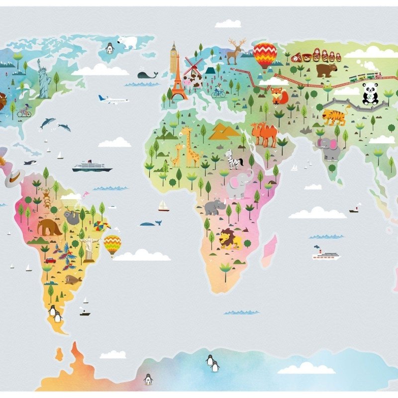 Painel Fotográfico Mapa Mundi N016121 - Papel na Parede