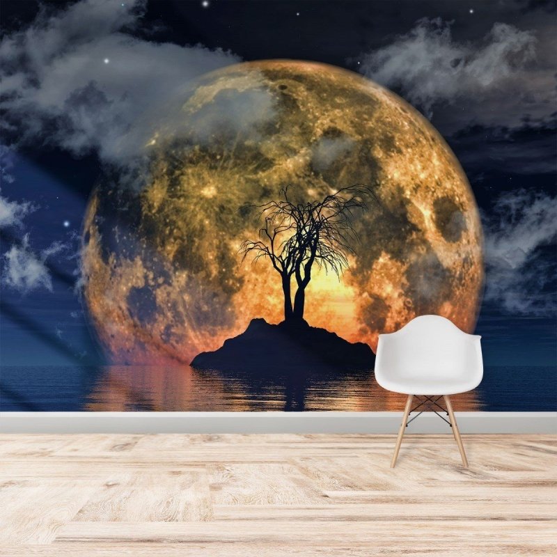 Painel Fotográfico Paisagem Noturna Lua N016145 - Papel na Parede