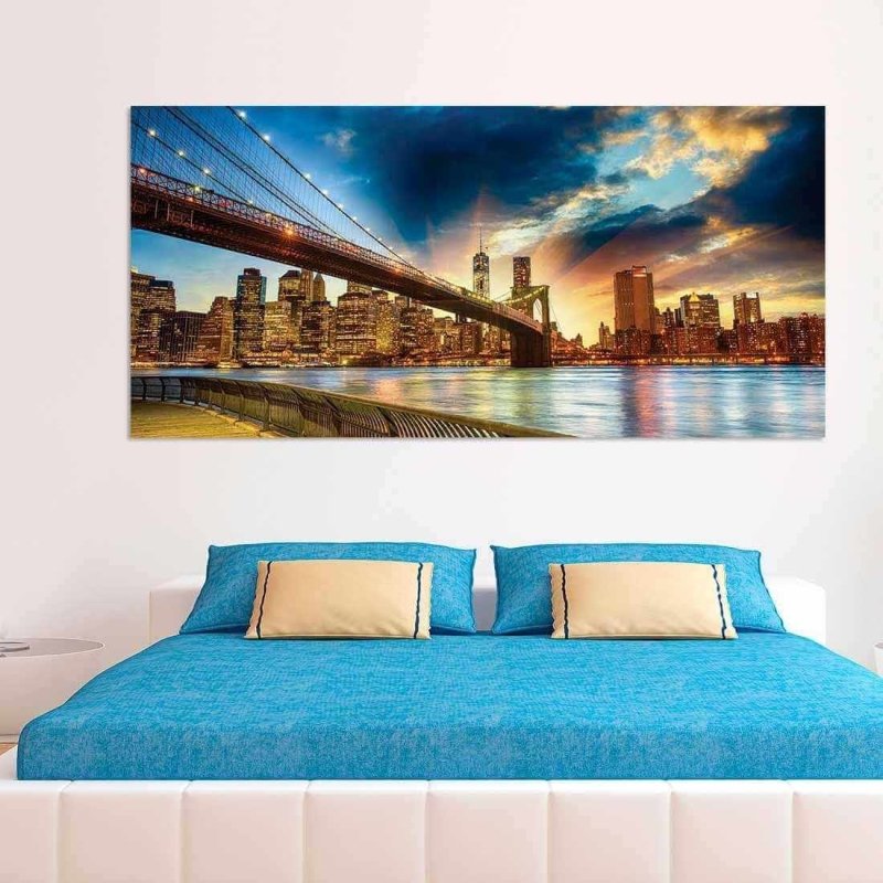 Painel Fotográfico Pôr do Sol em Manhattan, New York City - Papel na Parede