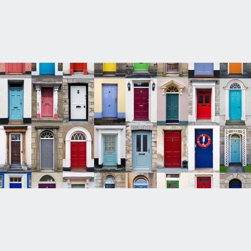 Painel Fotográfico Portas Coloridas N012178 - Papel na Parede