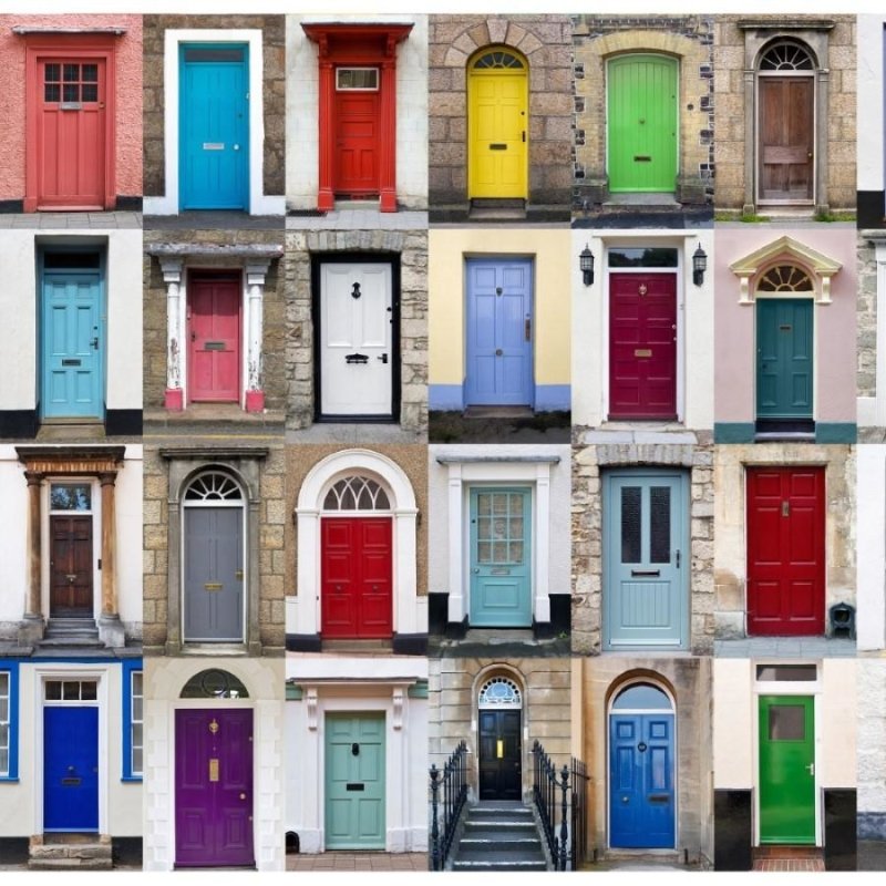 Painel Fotográfico Portas Coloridas N012178 - Papel na Parede