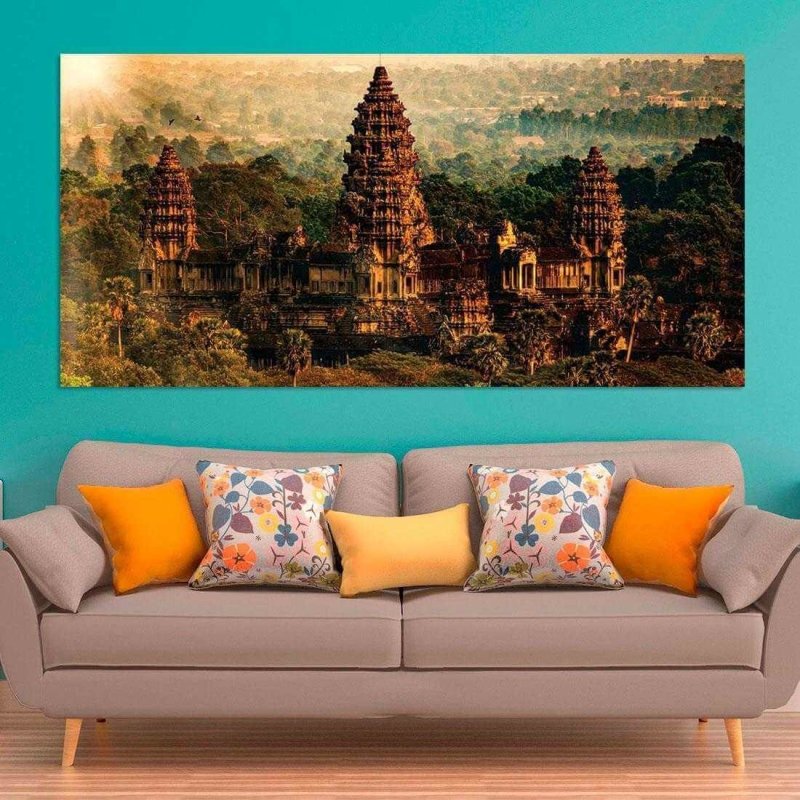 Painel Fotográfico Vista do Entardecer no Angkor Tom - Papel na Parede